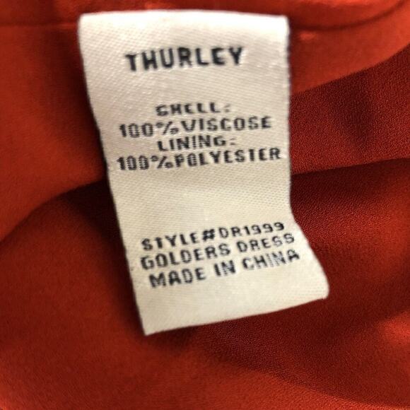 Thurley Golders Dress Paisley Boho Long Balloon Sleeve V-Neck A-Line Midi Red 4 - Picture 11 of 13